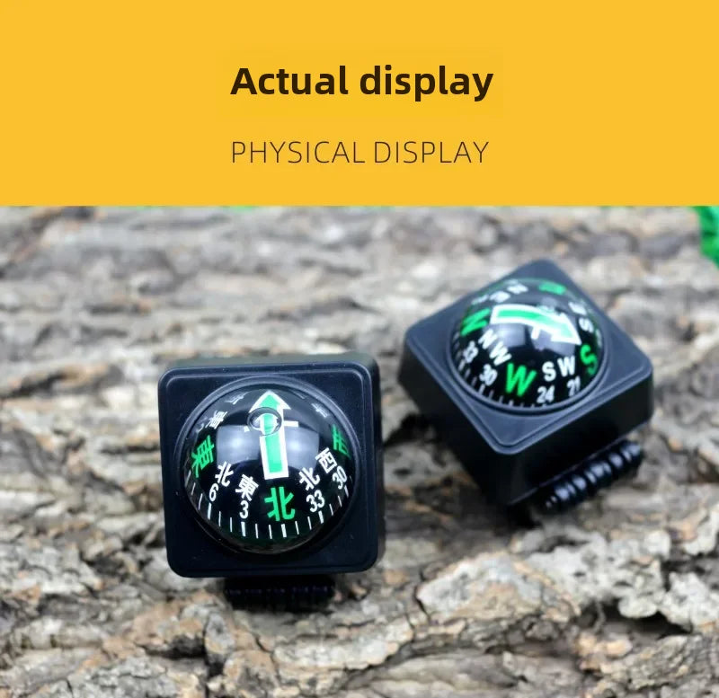 Outdoor Outing Car Guide Ball Self-driving Tour Compass with Thermometer Car Interior Decoration Accessories