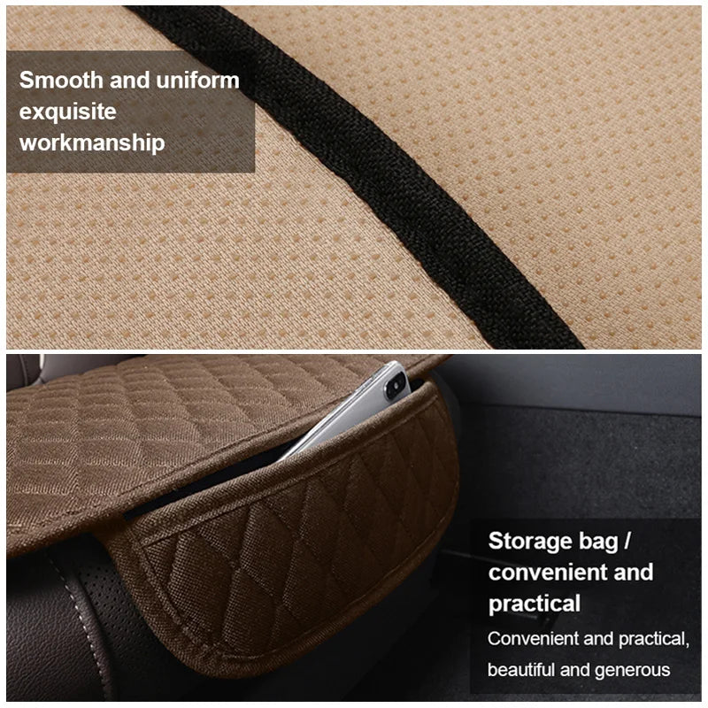 SEAMETAL 1Pc Flax Car Front Seat Cover Breathable Linen Car Seat Cushion Anti Slip Auto Chair Protector Universal for Sedan Suv