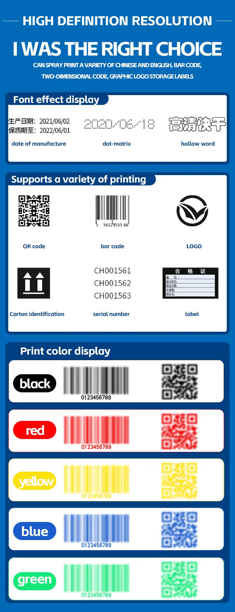 Portable 12.7mm Handheld Inkjet Printer QR Barcode Batch Number Logo Expiry Date Label Printer Gun 25 Languages Non-encrypted
