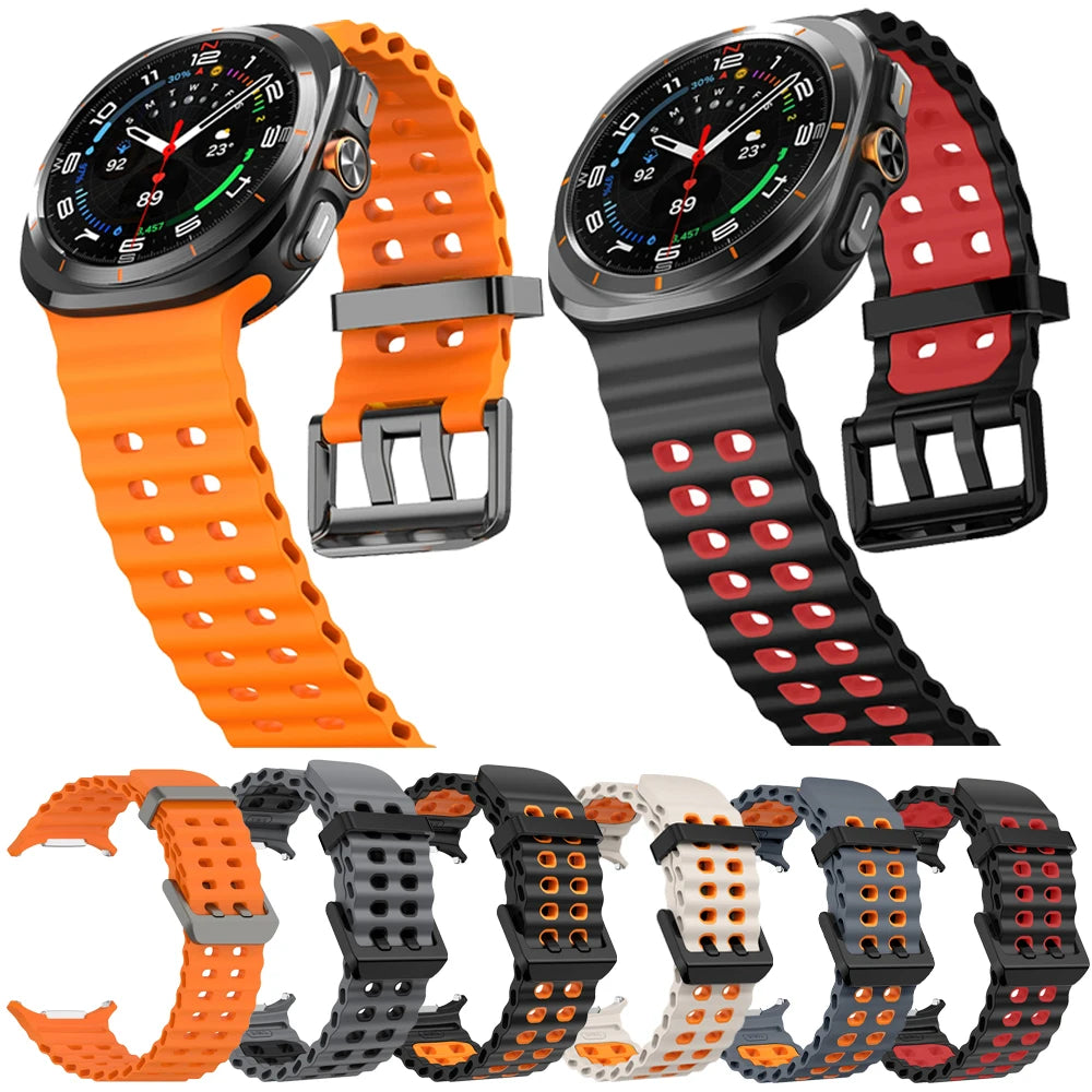 Ocean Strap for Samsung Galaxy Watch Ultra 2025 Sports Silicone Band for Galaxy Watch 8-7 Ultra 47mm Official Original Wristband
