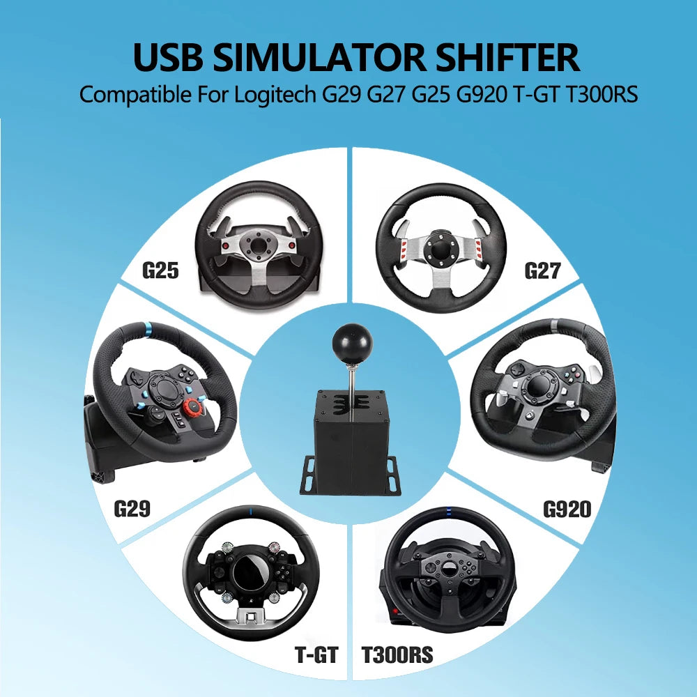 PC USB H Gear Shifter For Logitech G29/G25/G27/G920 For Thrustmaster T300RS/GT For ETS2 Simracing Racing Game Shifter HB-1014
