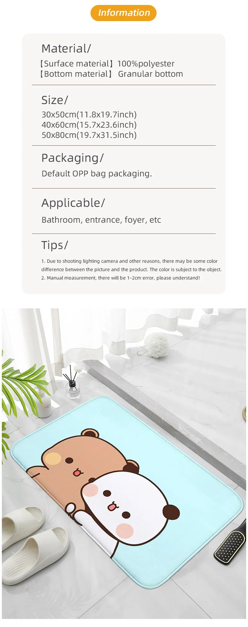 1Pc Bubu and Dudu Cute Cartoon Welcome Mat Entrance Doormat Balcony Bathroom Floor Mats Non-slip Rug Bedroom Carpet Home Decor