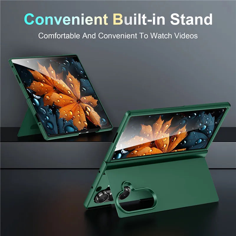 Shockproof Matte PC Folding Phone Case For Samsung Galaxy Z Fold 7 6 5 4 3 Fold7 5G Bracket Stand Holder Cover