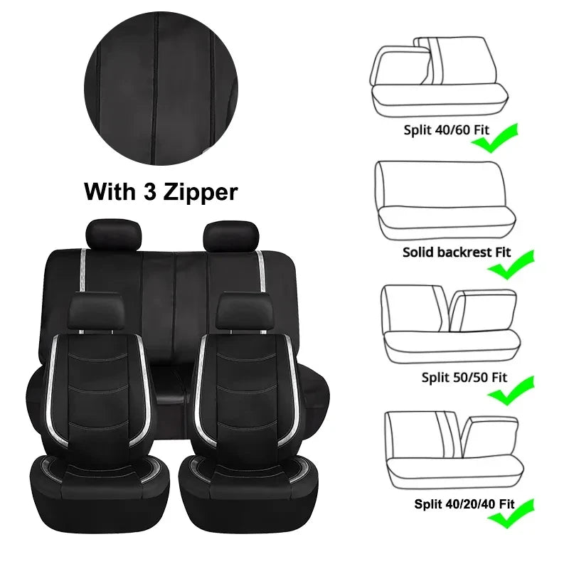 AUTOPLUS Universal Car Seat Covers Artificial Leather Bright Sheet With 3 Zipper Car Accessories Interior Seat Cushion Protector