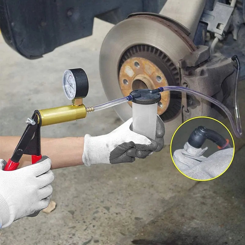 2 in 1 Brake Bleeder THand Held Vacuum Pump Test Vacuum Purge Coolant Refill Tool Gauge Adapters Auto Brake Fluid Bleeding Set