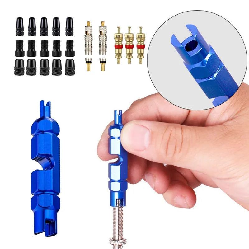 18pcs Bicycle Repair Tool Kits Presta Valve Core Set Bike Schrader Valve Wrench Tubeless Tire Remover MTB Repair Tools