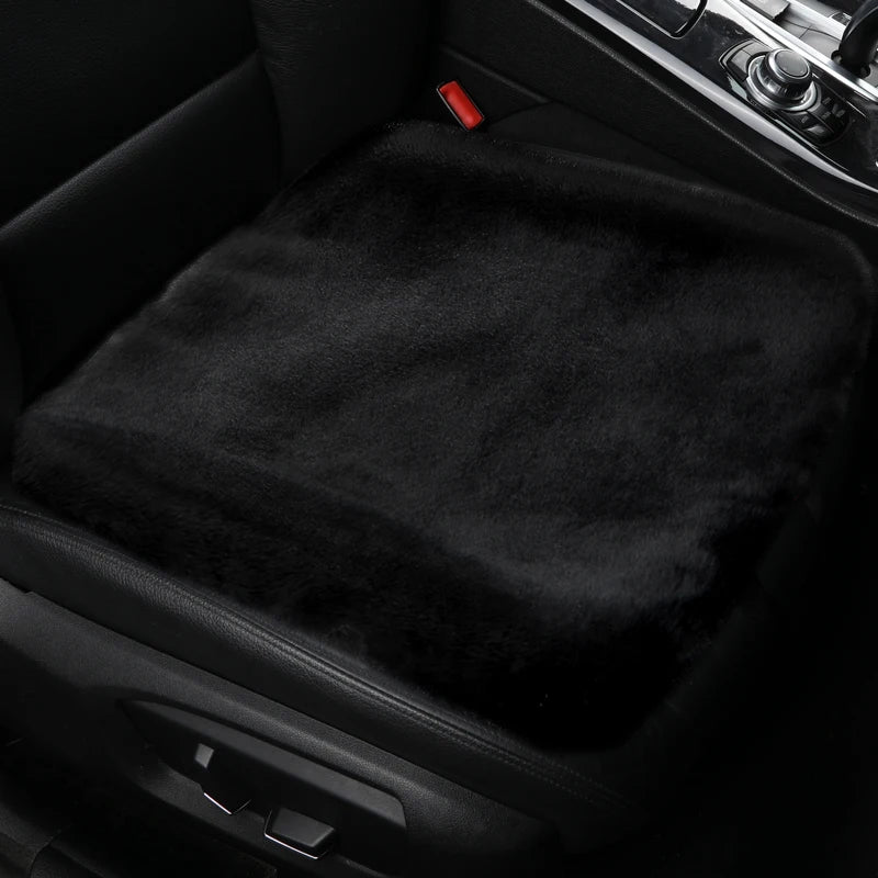 Plush Car Seat Cover Universal Front Backrest Winter Warm Long Faux Fur Non-Slip Seat Cushion Pad  Automobiles Seat Protector
