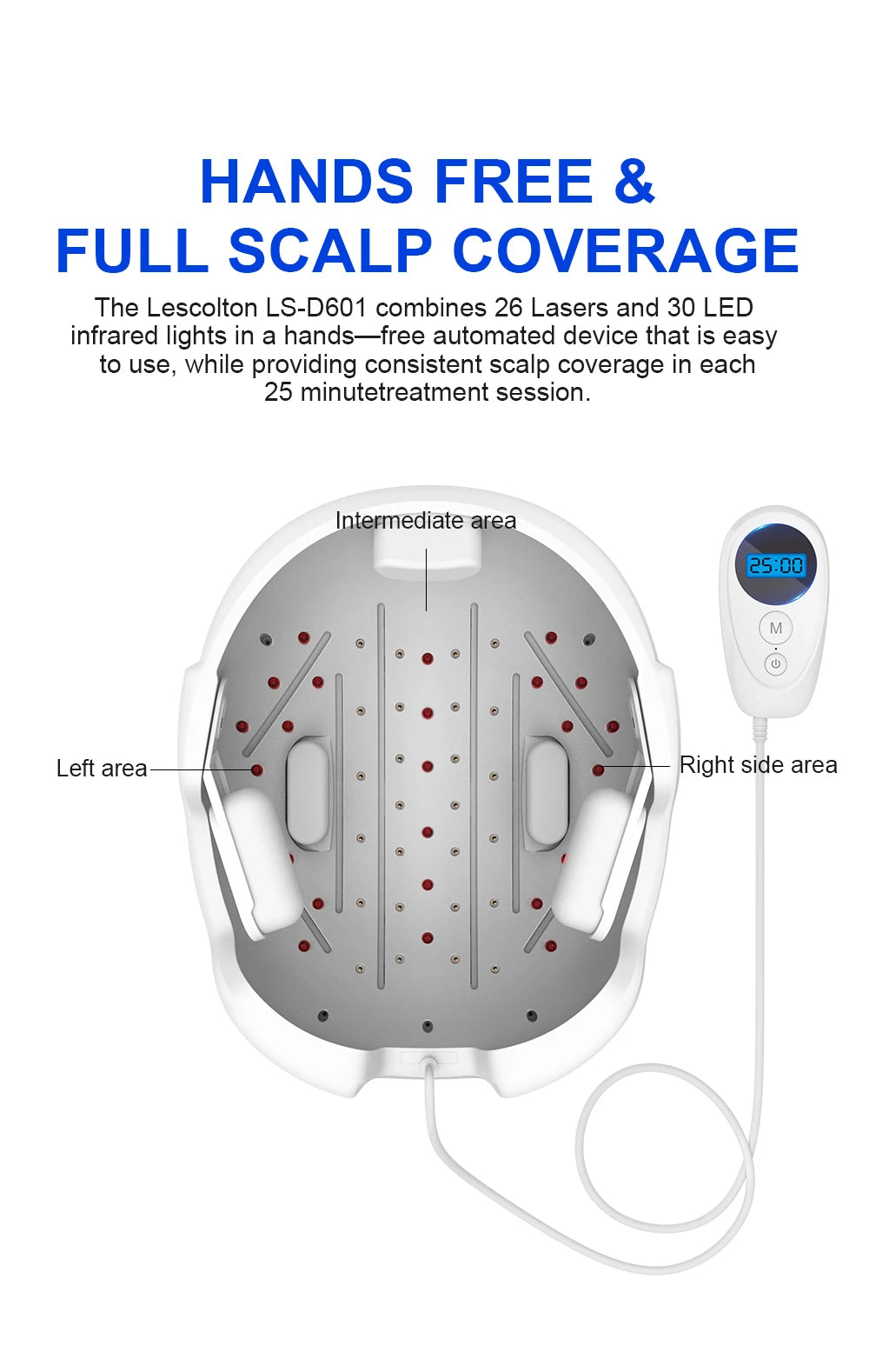 Lescolton Men Hair Growth Cap LLLT Helmet Laser Hair Regrowth Hair Loss Laser Treatment Hair Fast Growth Anti Hair Loss Device