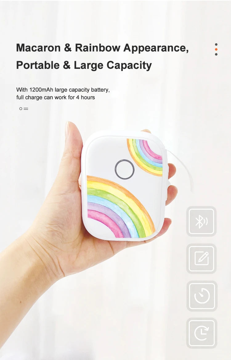 P12 Self Adhesive Sticker Label Printer Portable Labeling Machine Wireless Bluetooth Mini Label Maker with1PK Continuous Paper