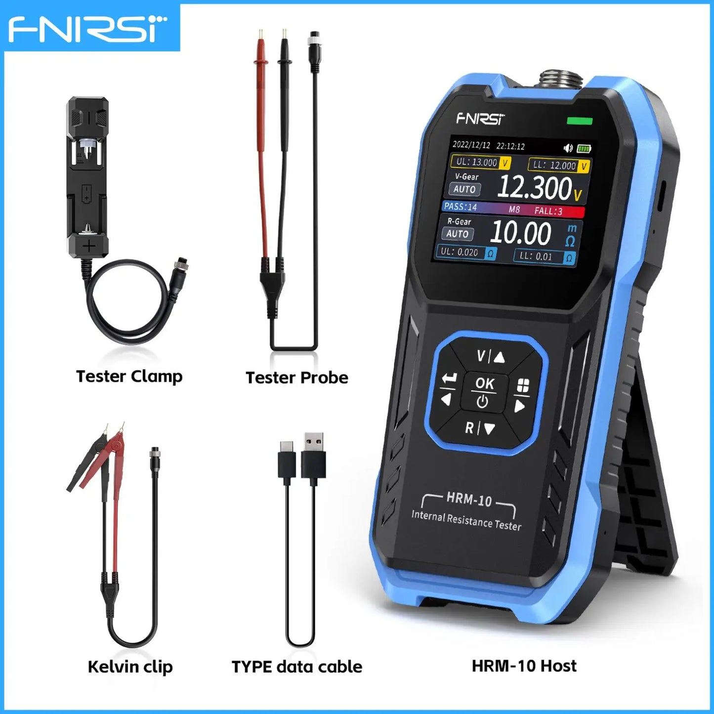 FNIRSI HRM-10 18650 Battery Voltage Internal Resistance Tester High-precision Trithium Lithium lron Phosphate Battery Tester