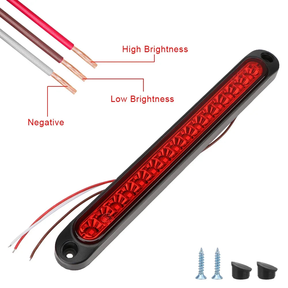 12V Taillights Car Brake Lights Turn Signal Lamp 15 LED Strips Rear Windscreen Side Stop Warning Parking Automotive Accessories