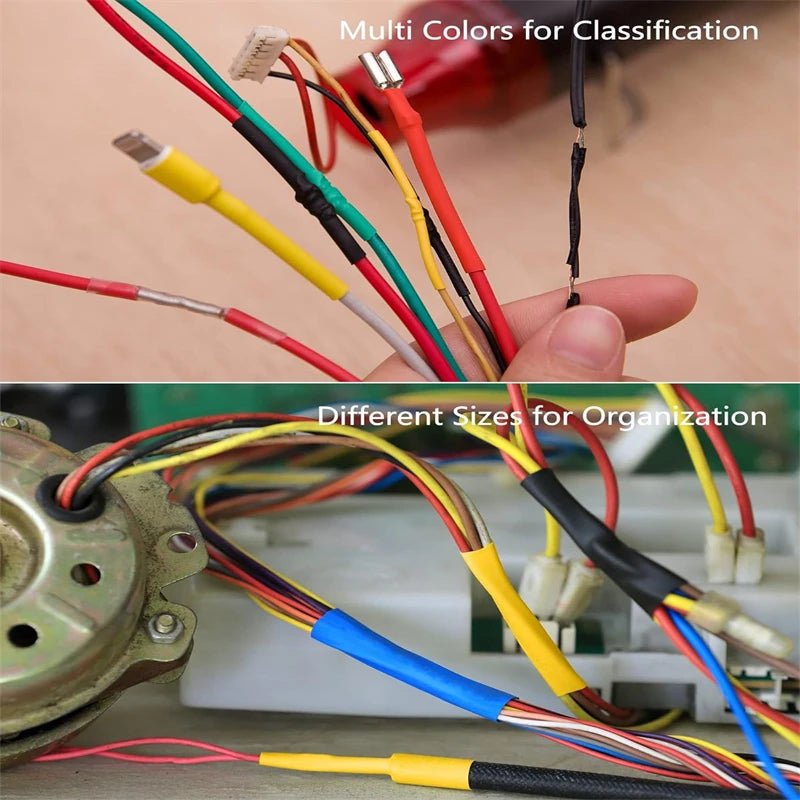 127-750pcs Heat-shrink Tubing Thermoresistant Tube Heat Shrink Wrapping Kit Electrical Connection Wire Cable Insulation Sleeving
