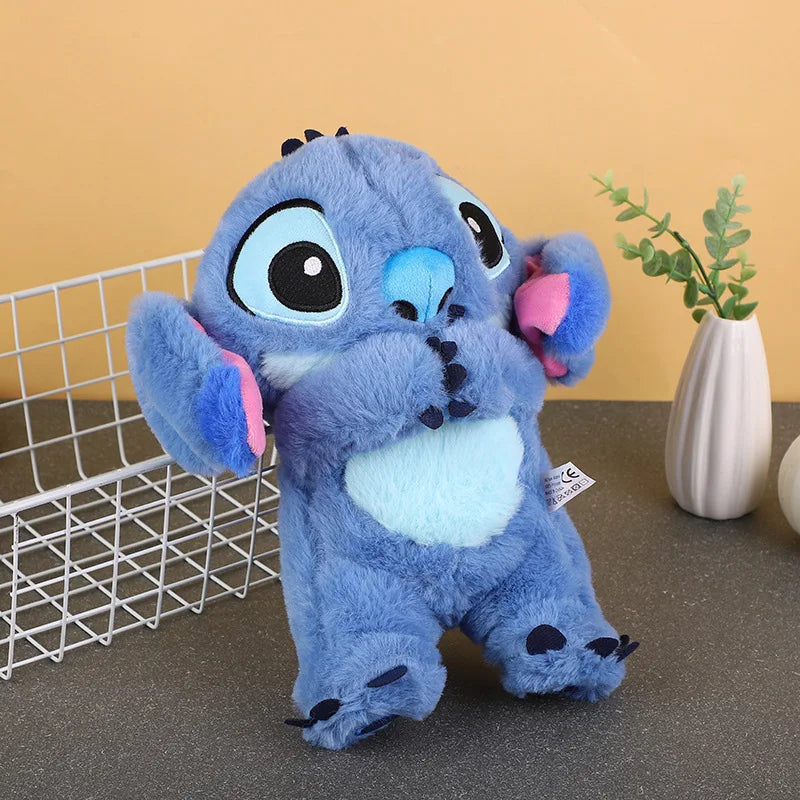 New Disney Lilo&Stitch Plush Doll With Breath Child Peluche Soothes Toy Anime Baby Music Light Sleep Toys Pink Stitch Kids Gifts