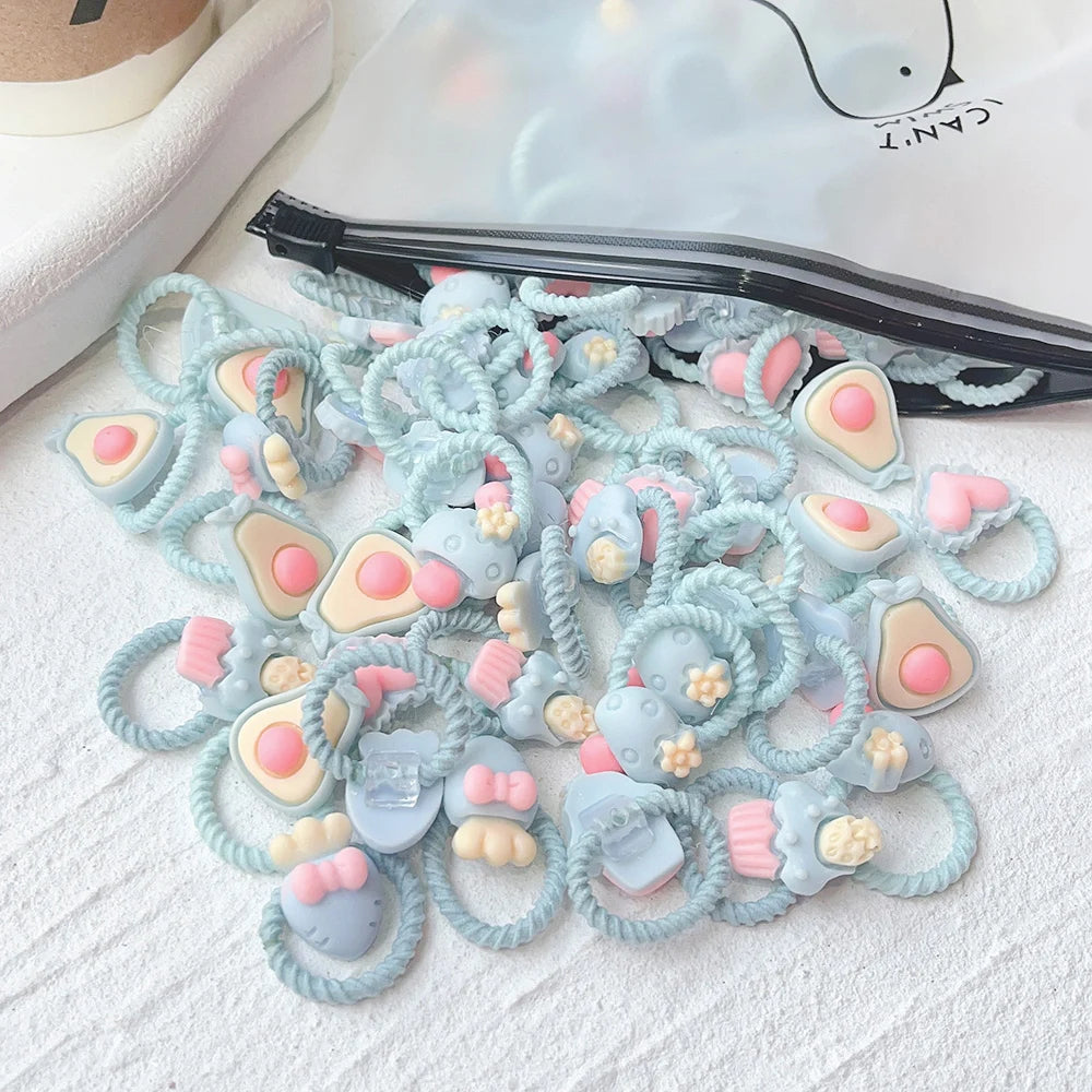 10Pcs Cartoon Hairbands Set for Girl Cute Bowknot Headbands Elastic Hair Rope Hair Tie Accessories Lovely Headwear Ornaments