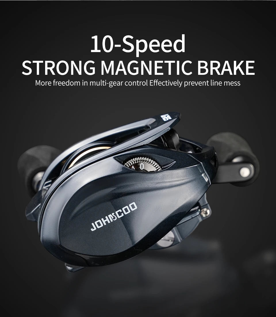 Baitcasting Reel Metal Body 15KG Max Drag 7+1 Bearings Aluminum Frame Freshwater Saltwater Fishing Reel