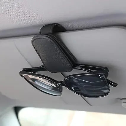 Car Sunglasses Mount Ticket Card Sun Visor Sunglasses Holder Glasses Case Magnetic Clip Leather Eyeglasses Clip Car Accessories