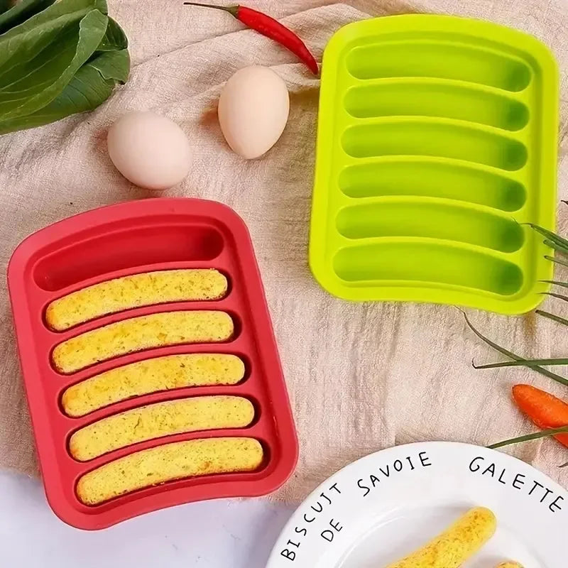 Sausage Maker Mould 6 Cavity Silicone DIY Ham Hot Dog Making Moulds With Lid Kitchen Household Sausages Cake Baking Tools Molds