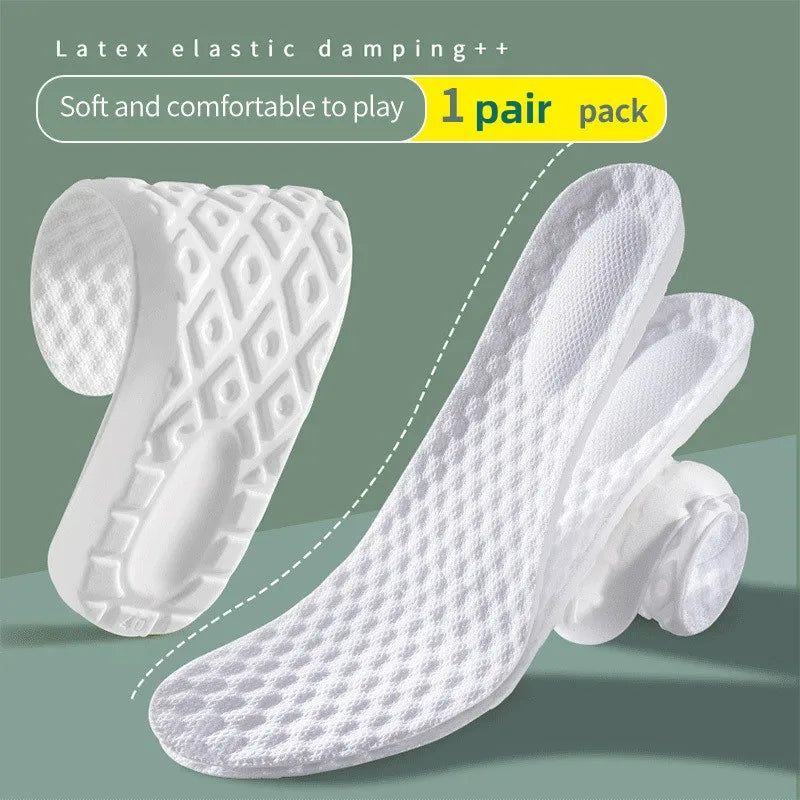 1 Pair 4D Soft Latex Memory Foam Insoles Sport Support Insert Breathable Insoles For Women Men Running Insoles