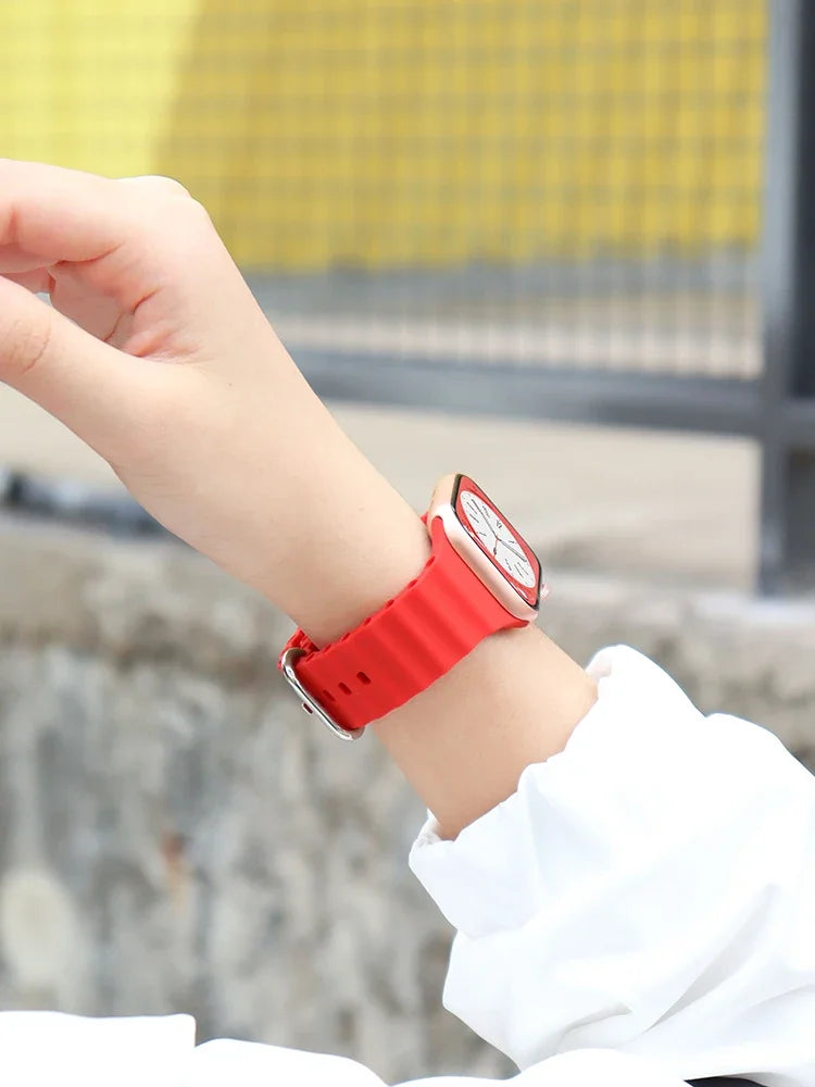 Ocean Band for Apple watch Ultra Series 10 9 7 8 5 6 SE 49mm 45mm 46mm 42mm 44mm 40mm 41mm Silicone bracelet correa iWatch Strap