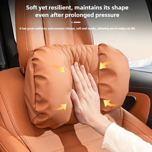 Quality Nappa Leather Car Headrest Lumbar Support Cushion Comfortable Soft Car Neck Pillows Waist Pillow Car Interior Accessorie