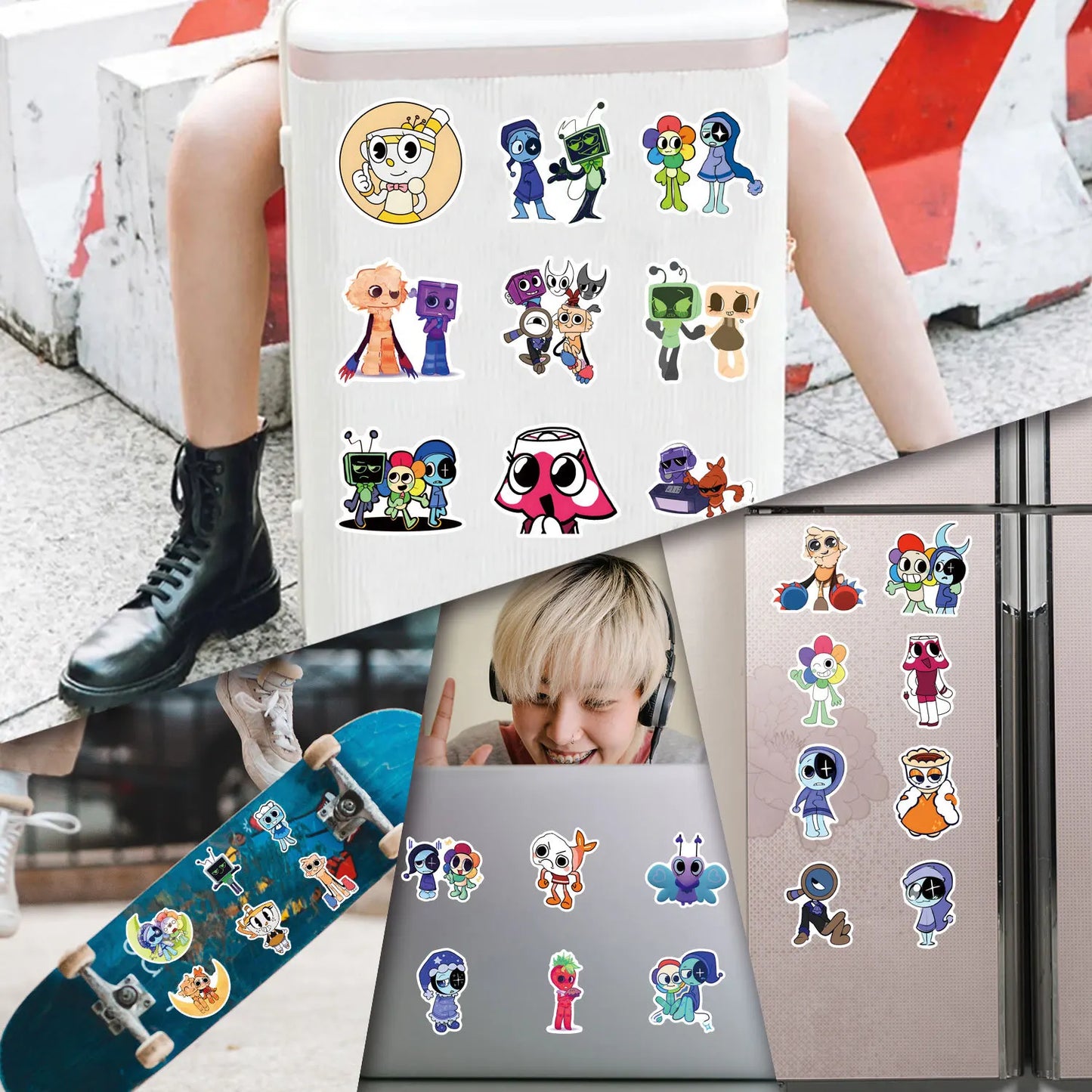 54Pcs Dandys World Stickers Dandy's World DIY Stickers Scrapbooking Phone Luggage Skateboard Waterproof Graffiti Decals