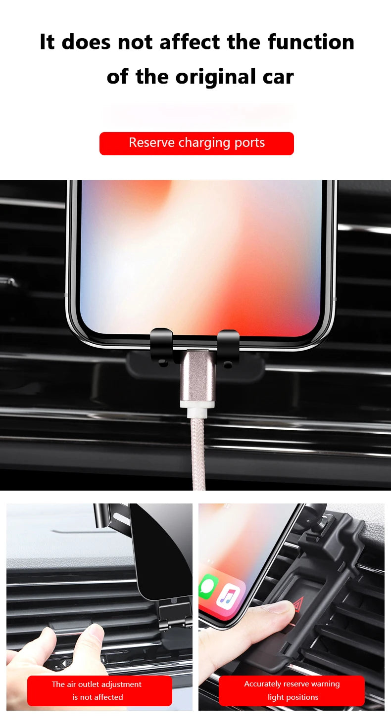 For Car Cell Phone Holder Air Vent Mount GPS Gravity Navigation Accessories for Jeep Compass 2017 to 2023 YEAR