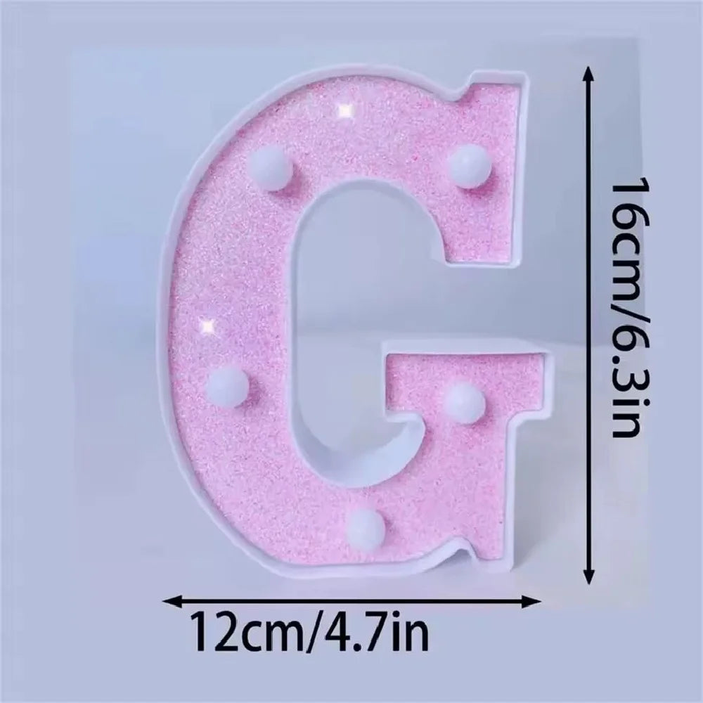 1PC 16cm LED Letter&Number Lights For Wedding,Proposal,Birthday,Party,Photo Props,Battery Powered Pink Glitter Decorative Lights