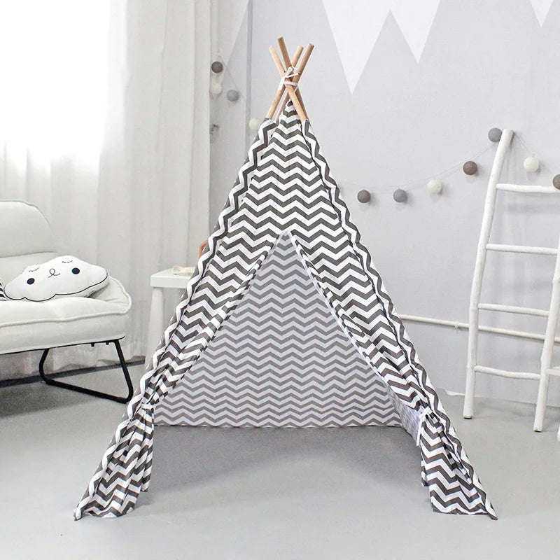 PANGDUBE 110×110×140cm Baby Playpen Children’s Toy Tent Wigwam Indoor Tipi Kids Wooden Play House Children Games Tent