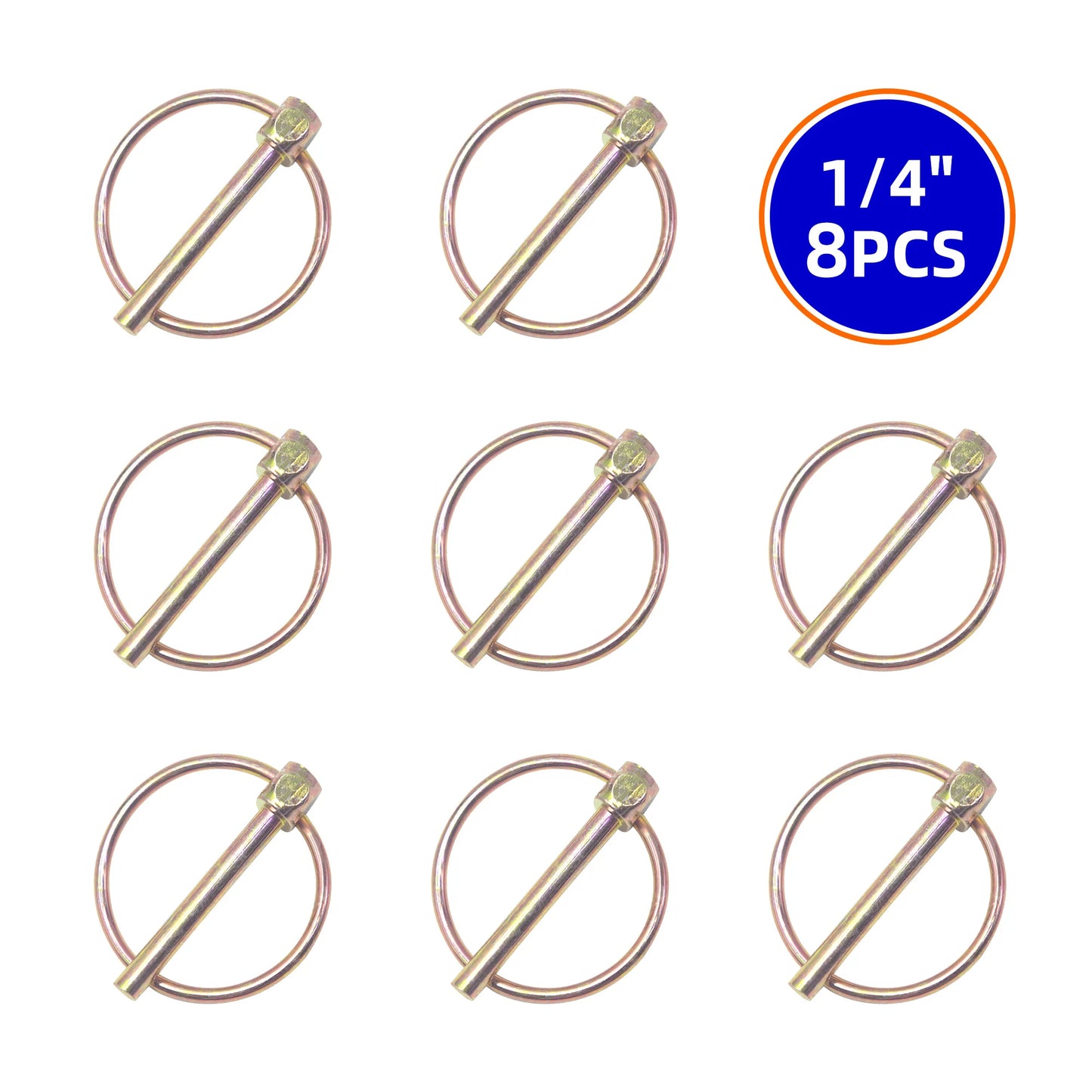 8PCS O-shape Lynch Pin Heavy Duty Steel Coupler Latch Ring Clip 1/4" 3/16" 5/16" 7/16" O Ring Round Arch Towing Hitch Hook Boat