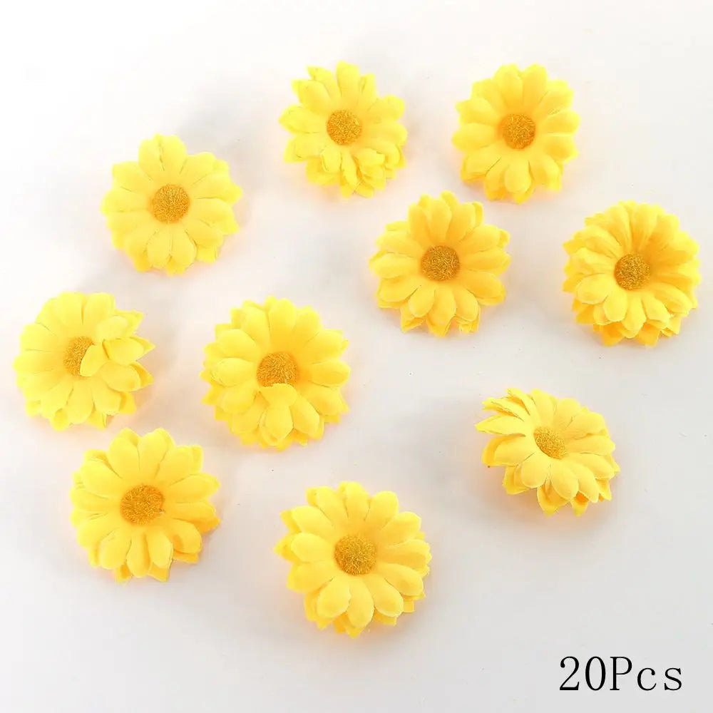Yellow Artificial Flowers Heads Silk Fake Flowers for Home Decor Party Wedding Decoration DIY Valentine's Day Gifts Accessories