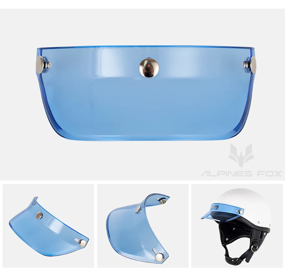 Motorcycle Helmet Sun Shade Protector 3 Snap-Button Retro Open Face Flip Up Down Shield Visor Modified Parts 7.08 X 2.95 In