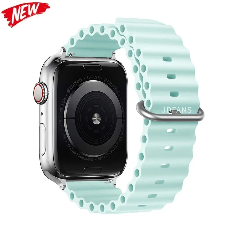 Ocean Band for Apple watch Ultra Series 10 9 7 8 5 6 SE 49mm 45mm 46mm 42mm 44mm 40mm 41mm Silicone bracelet correa iWatch Strap