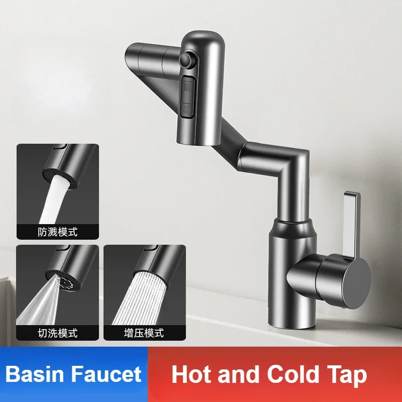 Universal Rotation Kitchen Faucet Bathroom Faucets Multifunctional Washbasin Mechanical Arm Digital Display Hot and Cold Tap