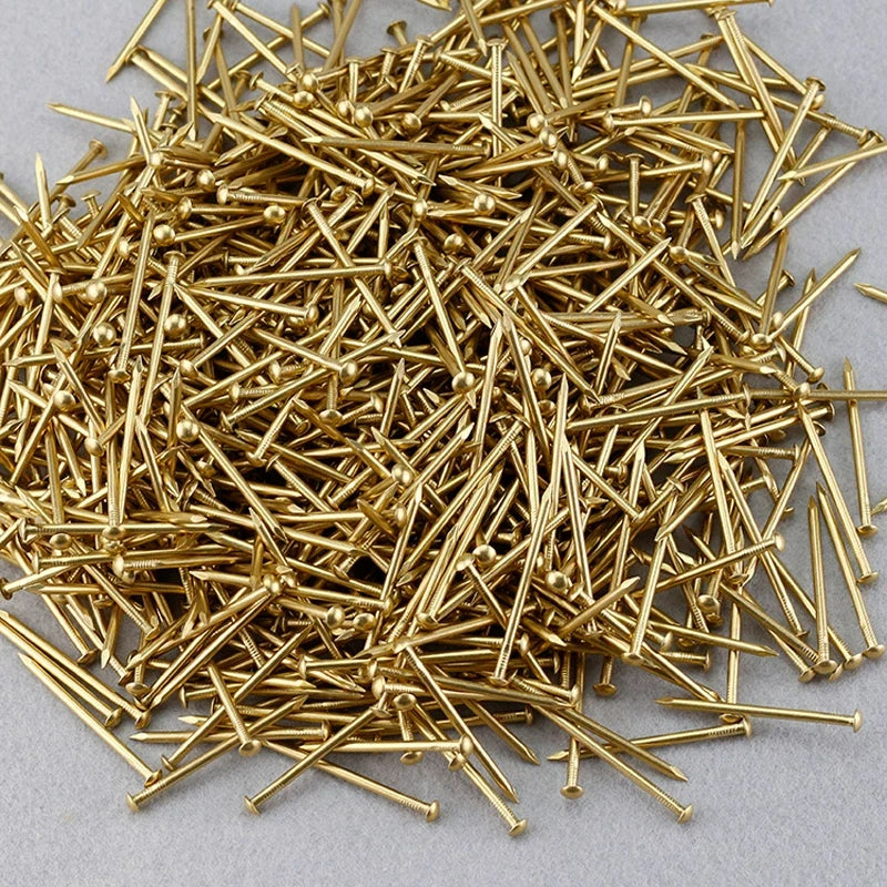 1.5mm/2.0mm 20g Mini Brass Nails - Round Head Copper Brads for Woodworking, Model Making & DIY Crafts (Gold Color )