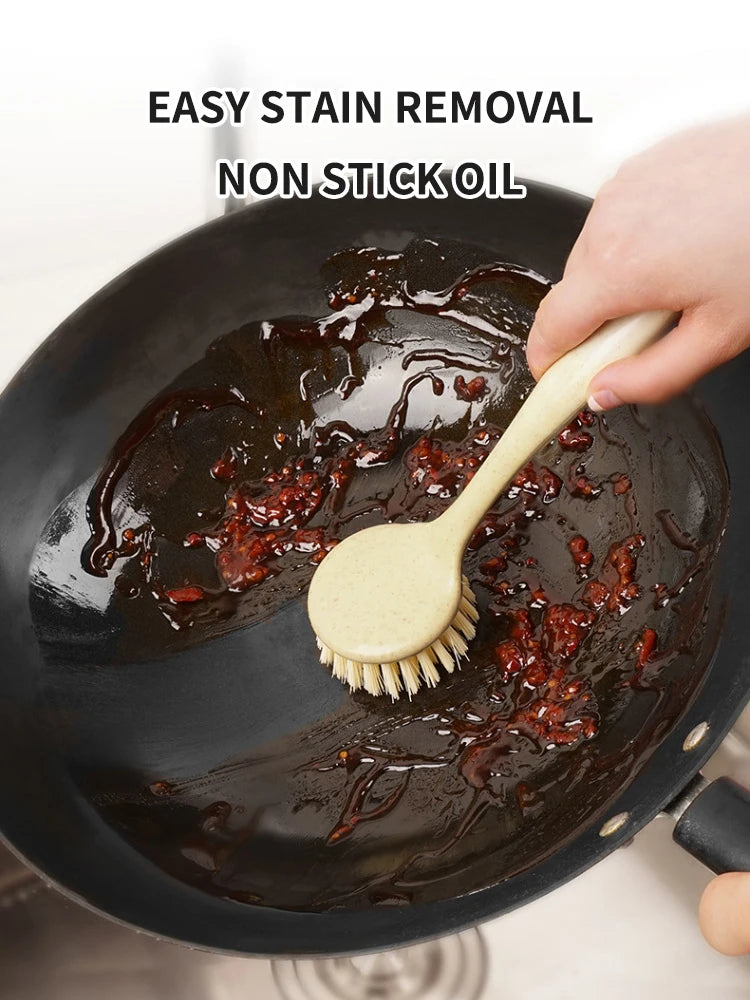 1PC/3PCS Pan Brush With Handle Kitchen Household Clean Non-Stick Oil Brush Pan Brush With Long Handle Scrub Dish Brush