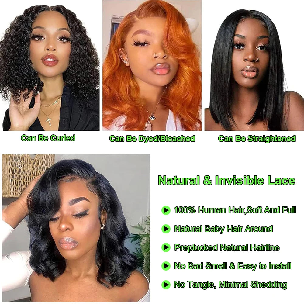 Pre Cut No Glue Glueless Wigs Human Hair Body Wave Lace Frontal Wig Wet and Wavy Water Wave Human Hair Wig on Clearance Sale Glueless Pre plucked Human Wigs Ready to Go Wear And Go Glueless Human Hair Wig For Women