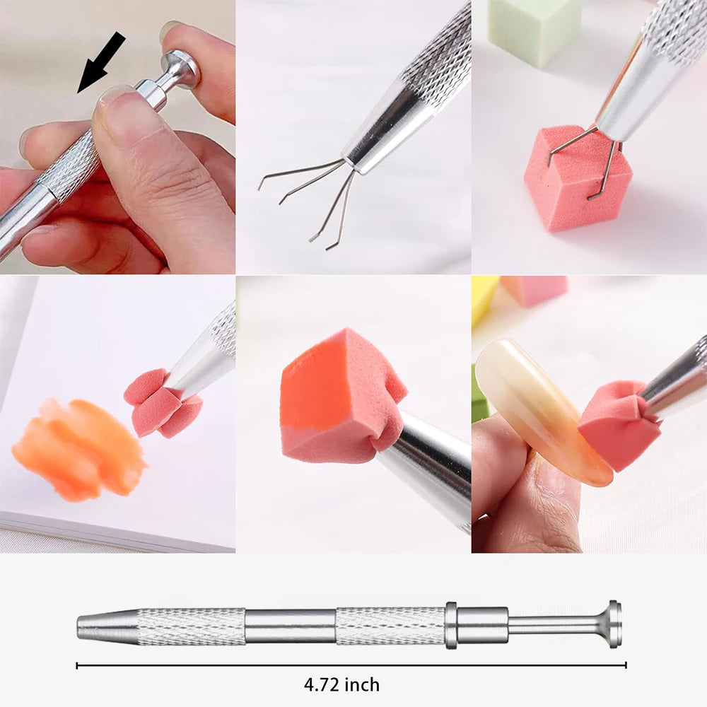 YIKOOLIN 50Pcs Soft Nail Sponges Nail Art Sponges With Grabbing Pen Nail Brush Manicure Nail Art Tools Professional Accessories