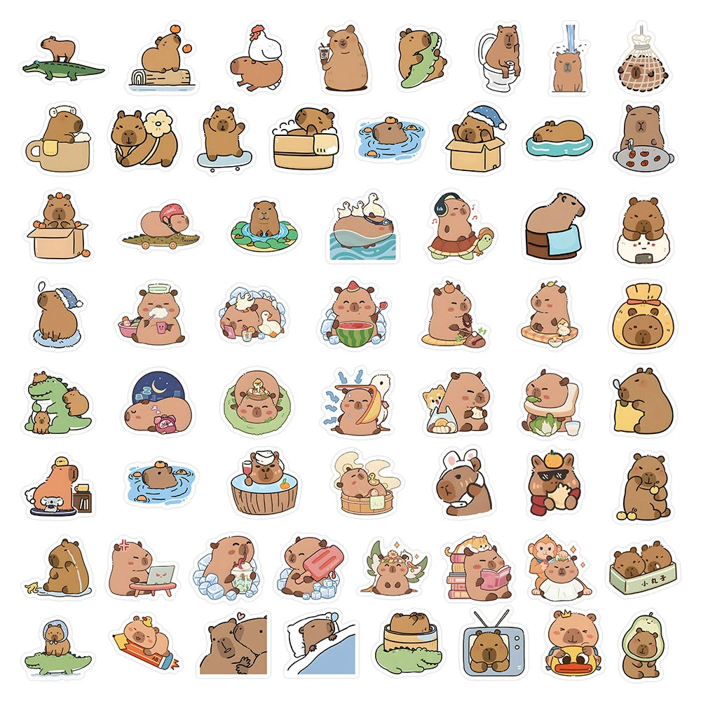 10/30/50/120pcs Kawaii Cartoon Capybara Sticker Decals Decoration DIY Phone Notebook Laptop Cute Kids Animal Sticker Toys Gift
