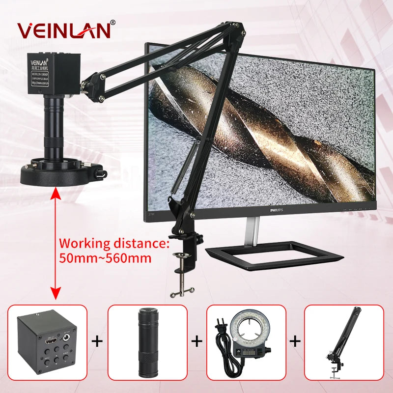 Video microscope, with magnification ranging from 1 to 150 times. Vga HDMI camera. Inspection of soldering and printing.
