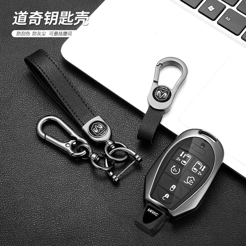 Leather+TPU Car Remote Key Case Cover Shell For Dodge Durango Magnum Journey Ram Challenger Charger Protector Holder Accessories