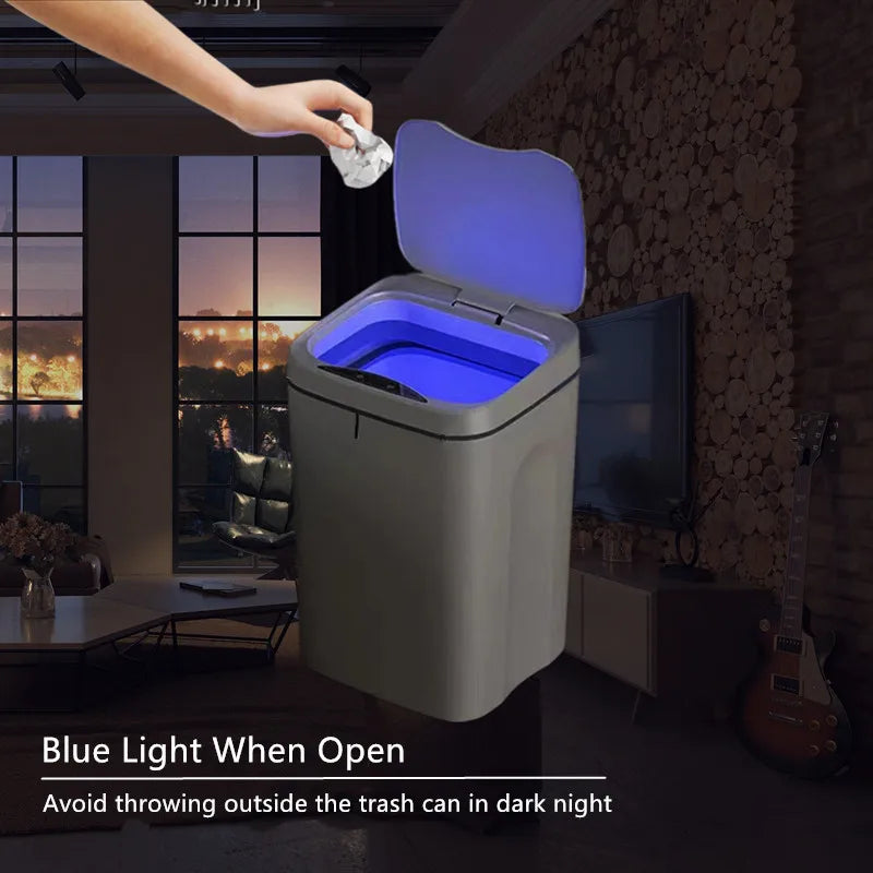 20/22L Large Rechargable Smart Trash Can With Lid Garbage Bin For Kitchen Bedroom Living Room Rubbish Container Touchless