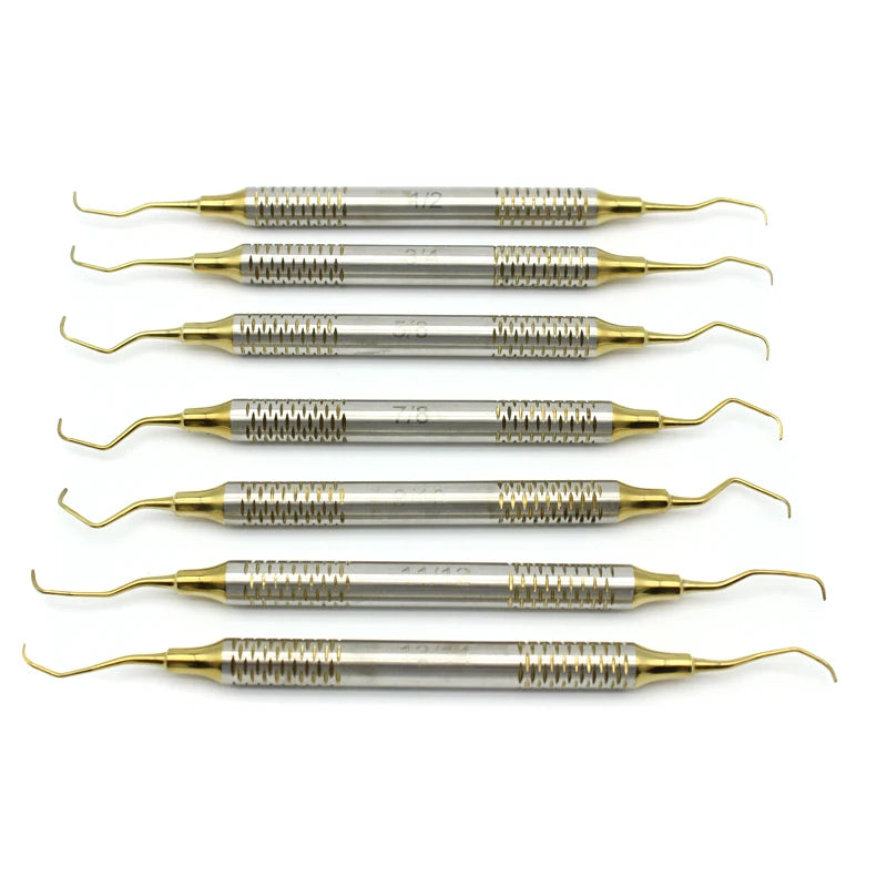 7Pcs/Set Dental Curettes Perio Scalers Gracey Curette Dental Teeth Scaler Oral Care Teeth Whitening Surgical Tool Set