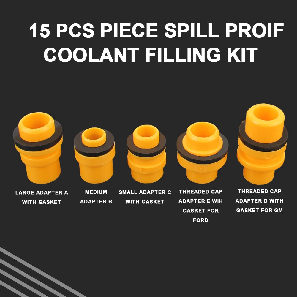 Plastic Filling Funnel Spout Car Accessories 15Pcs/Set Spill Proof Coolant Filling Kit Pour Oil Tool