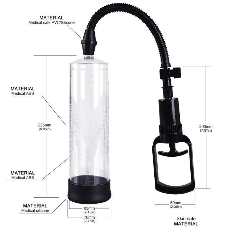 8 Inch Manual Trolley Penis Pump, Regular and Deluxe Versions Available, Negative Pressure Vacuum Penis Exerciser