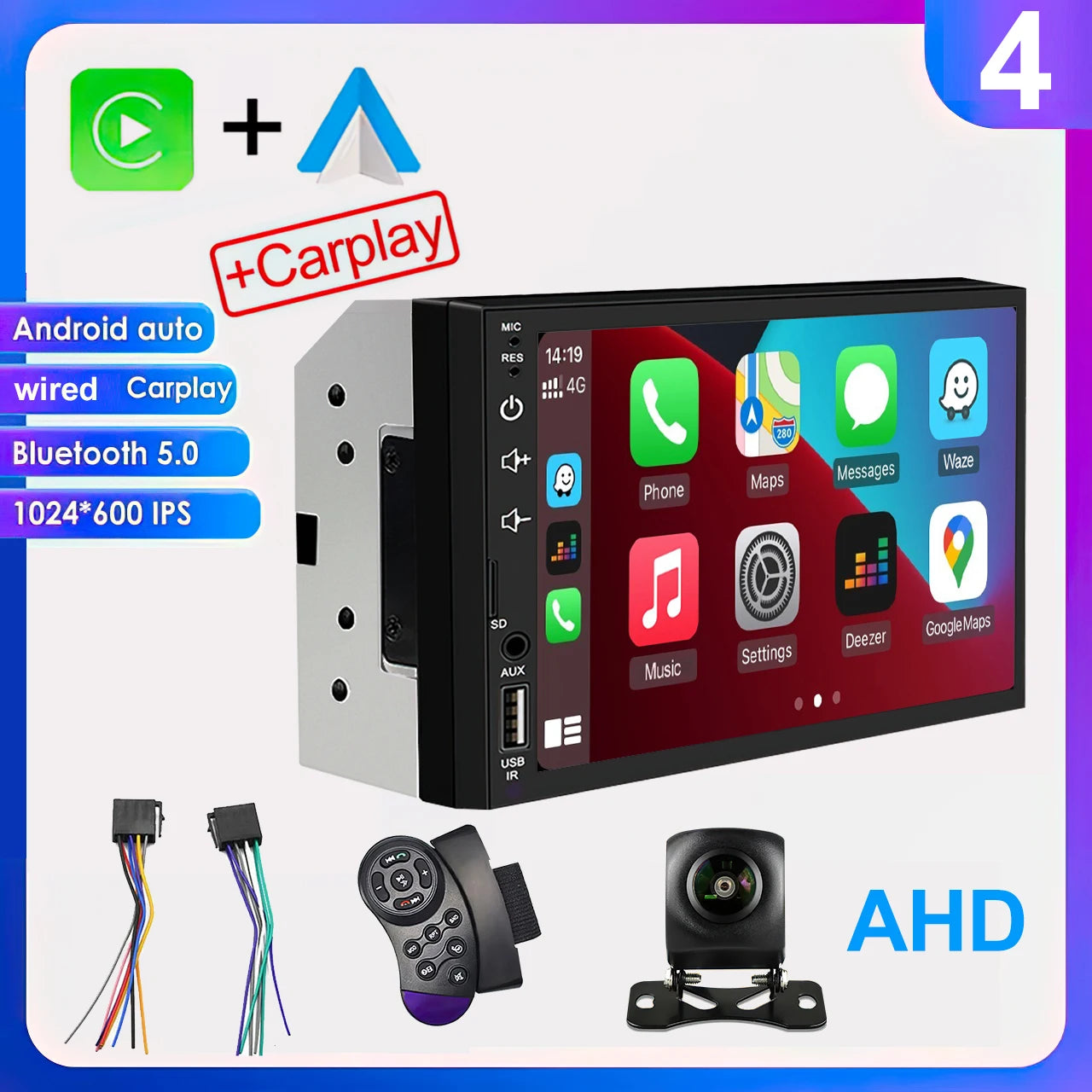 2 din 7 inch IPS Car Radio Multimedia CarPlay Android Auto 2din Autoradio Car Stereo Universal Head Unit Rear View AHD Camera