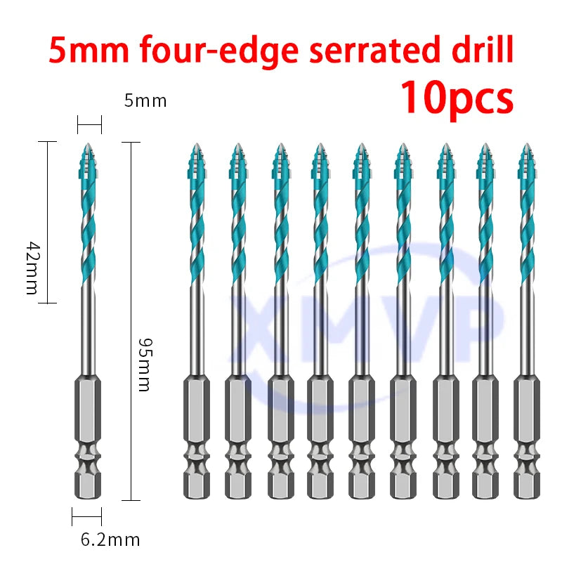 Four-edge serrated eccentric drill bit, high-hardness tile drilling, concrete Nemesis, super-hard special electric drill