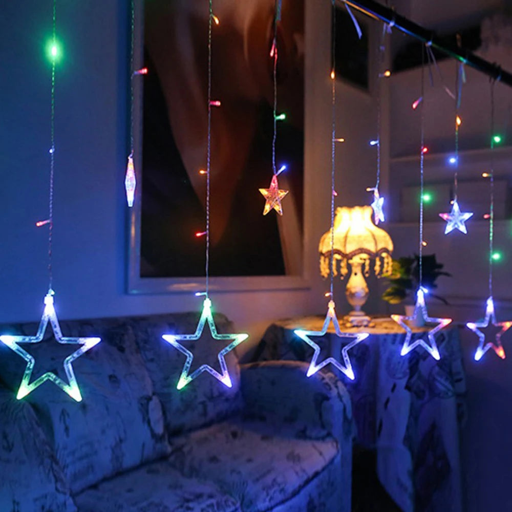 3.5M 138LEDs Star Curstain LED Fairy String Light Christmas Lights Decor For Home Bedroom Window Birthday Party Holiday Lighting