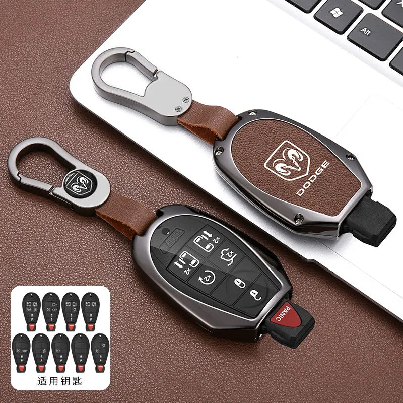 Leather+TPU Car Remote Key Case Cover Shell For Dodge Durango Magnum Journey Ram Challenger Charger Protector Holder Accessories
