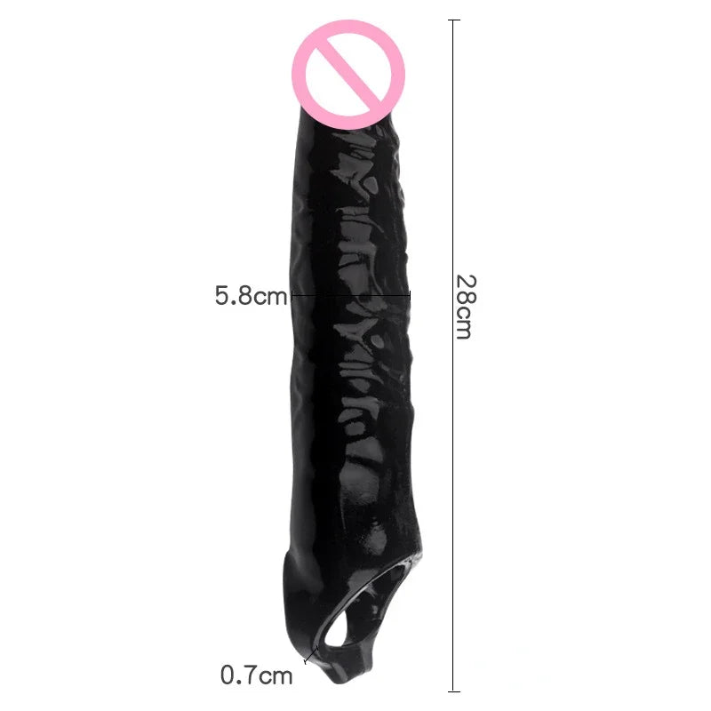 28cm Large Penis Sleeve Sex Toys for Men Penis Enlargement Extender Condom Penis Extension Adult Toys Delay Ejaculation Sex Shop