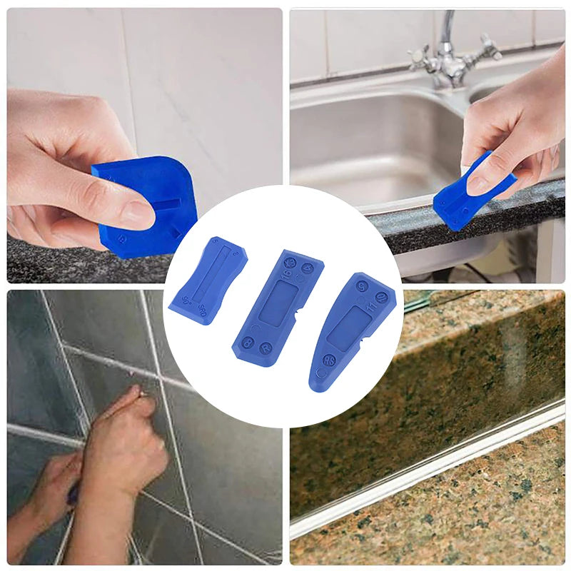 4Pcs Caulking Tool Kit Silicone Joint Sealant Spreader Spatula Scraper Edge Repair Tools Floor Tile Edges Cleaner